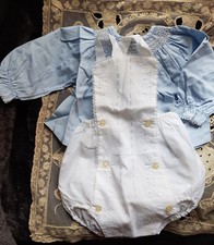 très joli ensemble smocks et dentelle poupon ou poupée ancienne 55 à 60 cm