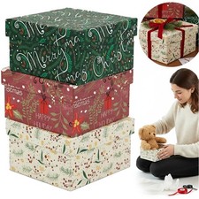 Boîtes cadeaux de Noël avec couvercle 14,5 x 14,5 x 7 cm