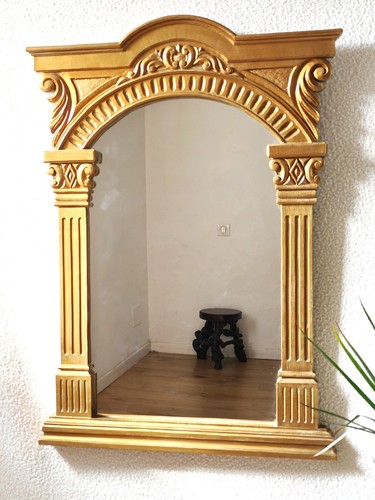 Miroir bois doré fronton - en,