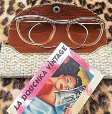 FRENCH 1940s WOMEN PIN-UP EYEGLASSES~ FLEXIBLE TEMPLES ~PERFECT IN VINTAGE CASE