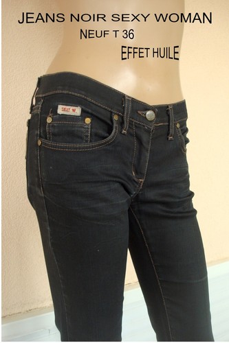 Jeans noir huile sexy - jeans,