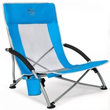 Chaise de Plage Pliable Portable Fauteuil de Camping Bas Dossier Haut en Mail...