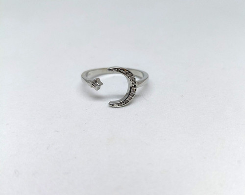 Bague étoile lune - étoile, zirconium