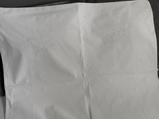 Ancienne Taie D’oreiller brodée de bouquet de muguet monogramme J A