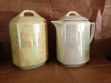 verseuse et sucrier art-déco en porcelaine Epiag Aich Czechoslovakia bicolores 