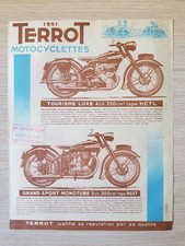 catalogue publicitaire motocyclettes TERROT 1951 350cm3 HCTL 500cm3 RGST 100cm3 