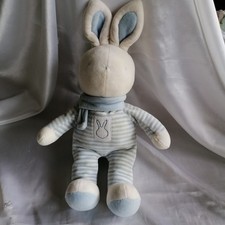 Doudou lapin rayé bleu et