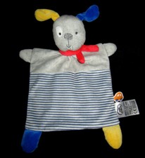 Doudou plat Chien gris jaune