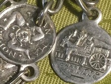 ITALIAN 1950s SOUVENIR COIN BRACELET~ SICILY ISLAND ~DOUBLE-SIDED~ SILVER PLATED
