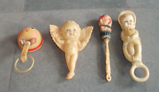 4 PC Vintage Différent Multicolore Celluloïd Bébé Hochet Jouets, Japon