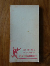 CARNET PUBLICITAIRE biscottes et pain d'épices GRINGOIRE, années 50