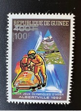 Guinée 1991 Mi. 1328 surchargé Jeux Olympiques Hiver Albertville 1992 Bobsleigh