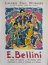 emmanuel bellini - Art vintage Poster Affiche expo 1973 les musiciens