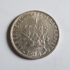 France - Pièce de 1 Franc Argent - Semeuse de Roty - 1918