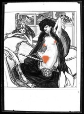 Nu.Nude.Curiosa.Franz Von Bayros N°2 Erotique sur Plaque de verre Négative 13x18