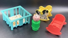 FISHER PRICE Vintage LITTLE PEOPLE Lot Jouets Personnage + Meubles Enfants Bébé