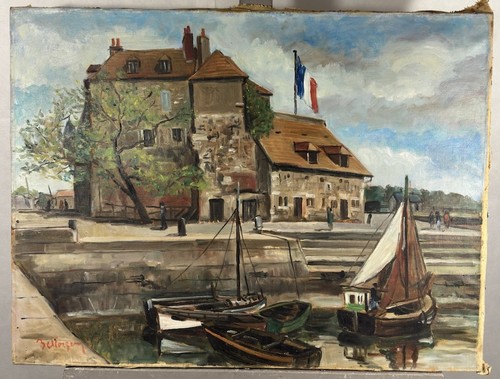 Huile sur toile signée école - sur,