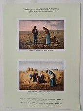 L'angelus et les glaneuses d'après Millet 1926 Estampe en couleur Agriculture	