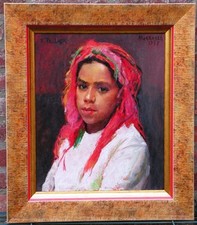 jeune fille Schleu - superbe huile sur panneau de Raymond TELLIER