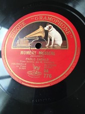 78 RPM PABLO CASALS Cello  -moment musical - SCHUBERT - GRAMOPHONE DA 776