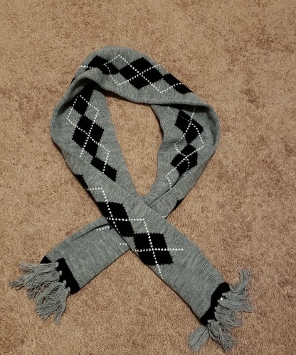 Black checked winter scarf - winter,