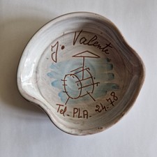 Ancien cendrier céramique signé Camos Vallauris decor BATTERIE  VALENTE MUSIQUE