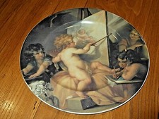 LIMOGES Assiette  porcelaine artistique E.THOMAS motifs d'anges SHABBY