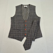 Gilet EMPIRE OUTLET 38 cravate assortie gris homme laine mélangée à carreaux ...