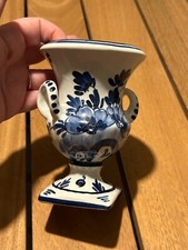 ⚡ petit VASE en PORCELAINE de DELFT HOLLANDE~ décor moulins bleus peint main