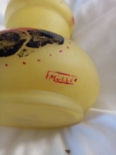 Muller Petit vase jaune en pate de verre                  signé Muller Frères . 