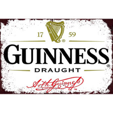 Plaque métal plate 20 x 30 cm :  GUINNESS DRAUGHT