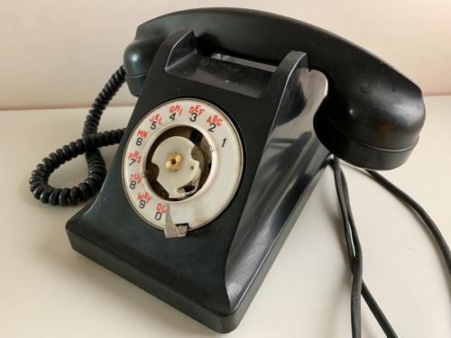 Ancien telephone bakelite noir - bakelite,