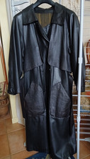 Manteau trench cuir noir - manteau,