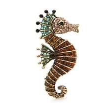 Broche Hippocampe et zircons