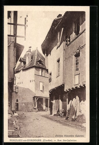 Cpa beaulieu sur dordogne rue - beaulieu-sur-dordogne,,
