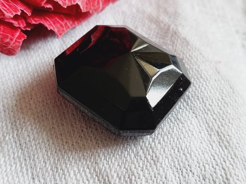 Bouton ancien verre noir - ancien, en