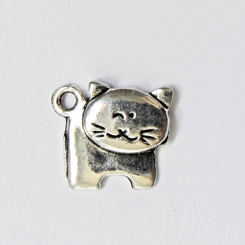 Pendentif chat métal argenté - chat,