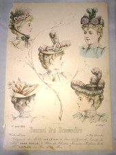 ANCIEN GRAVURE MODE JOURNAL DES DEMOISELLES 04/1894 N°4984, chapeaux Helena