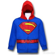 NWT Superman NWT Boy's Full Zip Sweatshirt Hoodie Jacket w/ Detachable "S" Cape 