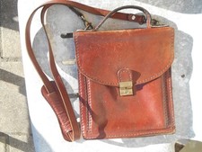 sac main cuir ancien bandoullière rangement papier argent