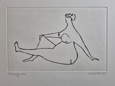 Estampe originale signée Claude Lhoste, nu stylisé, 38 x 28 cm LHOSTE003