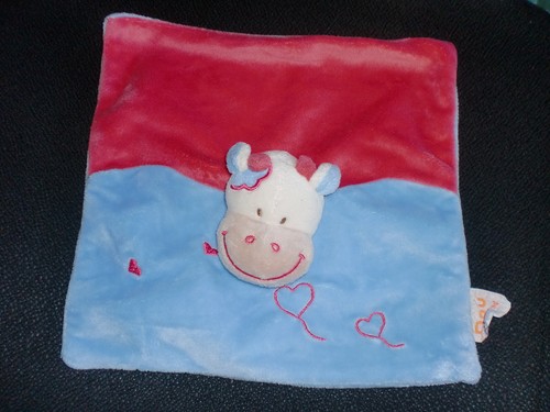 Doudou plat vache girafe - , rouge