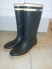 bottes  de pluie Aigle  caoutchouc P42 bleues marine bandes blanches