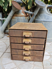 ANCIEN PETIT MEUBLE DE METIER EN FER 5 TIROIRS ATELIER GARAGE INDUSTRIEL