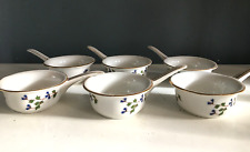 Service 6 petit ramequin , pot à crème décor aux barbeaux  Louis Lourioux Foecy