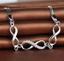 Bracelet Infini En Argent Sterling 925 Bijoux Argenté Femme Réglable Poinçonné