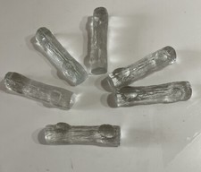 LOT DE 6 PORTE-COUTEAUX EN VERRE MOULE PRESSE FORME TRONC D’ARBRE BUCHE AUTOMNE
