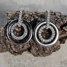 Boucles D'oreilles Swarovski Métal Rhodié Cristaux 25x20mm