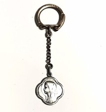 Rare Ancien Porte-clé Argent Massif Orné De La Vierge / Saint Christophe
