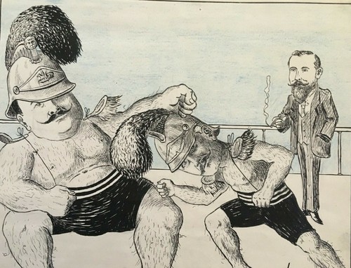 Encre caricature combat - encre,